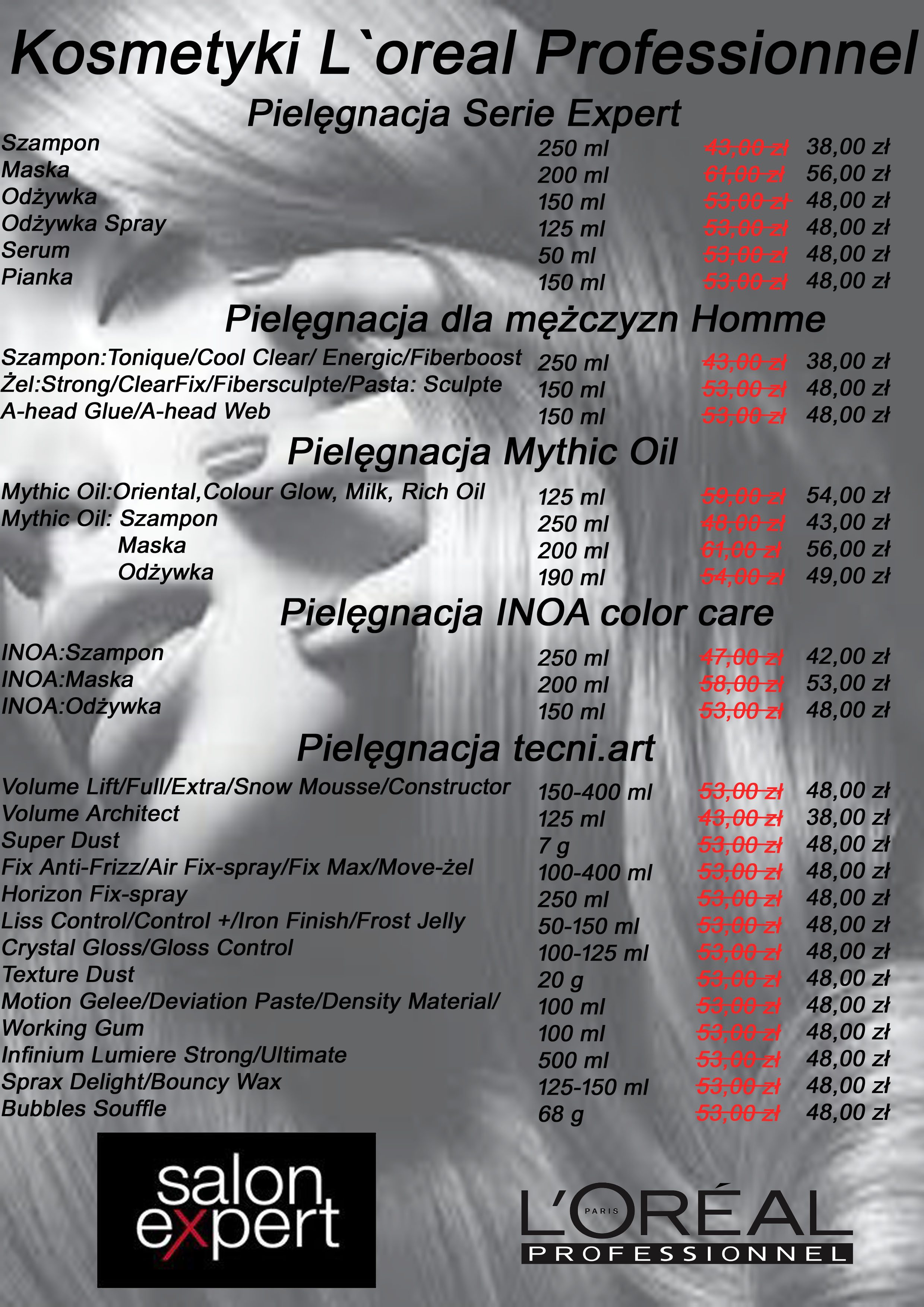 cennik kosmetyków - Salon Bellus Loreal Expert